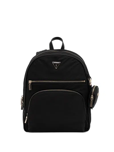 Guess Usa Zip Logo-plaque Backpack In Black