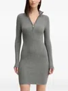 Guess Usa Zip-neck Ribbed Mini Dress In Gray