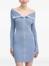 Guess Usa Zip Ribbed Mini Dress In Blue