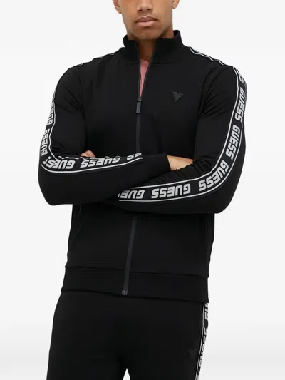 Guess Usa Zip Striped Jacket In Black