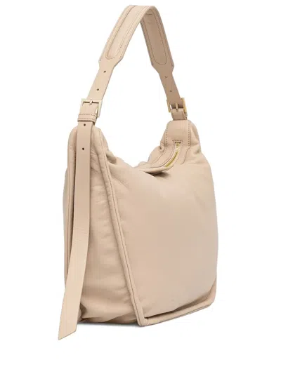 Guess Usa Zip-top Leather Shoulder Bag In Neutral