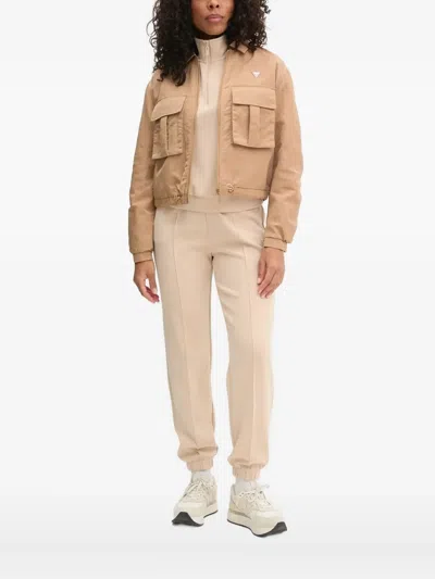 Guess Usa Zip-up Bomber Jacket In Brown