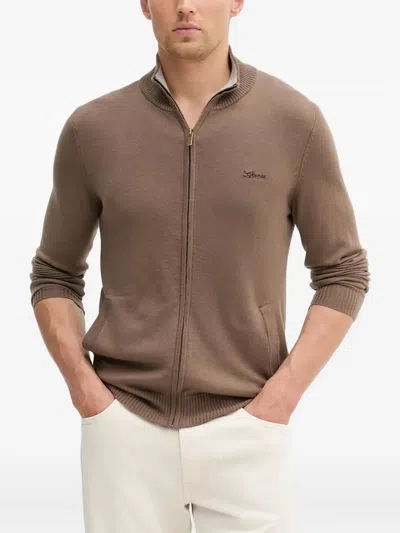 Guess Usa Zip-up Cardigan In Brown