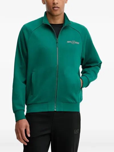Guess Usa Zip-up Mock-neck Sweater In Green