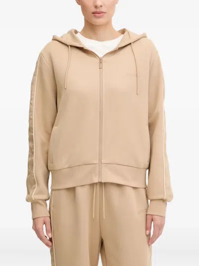 Guess Usa Zip-up Panelled Hoodie In Brown