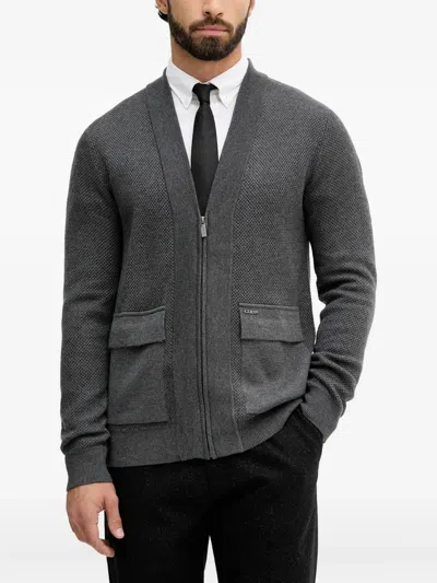 Guess Usa Zip-up Pocket Cardigan In Gray