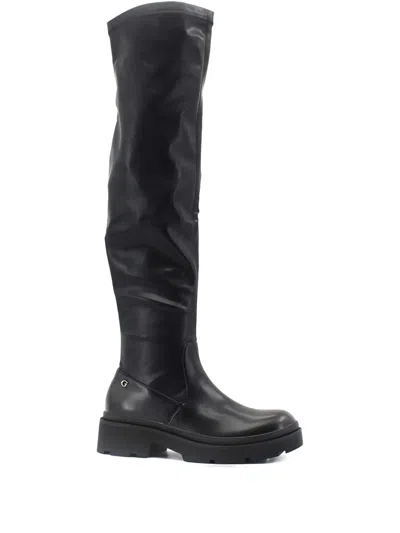 Guess Usa Zip-detail Over-the-knee Boots In Black