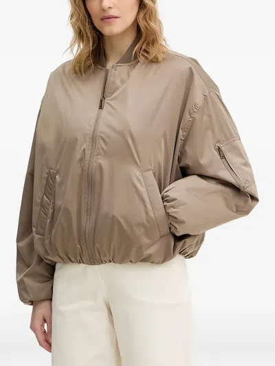 Guess Usa Zipped Bomber Jacket In Brown