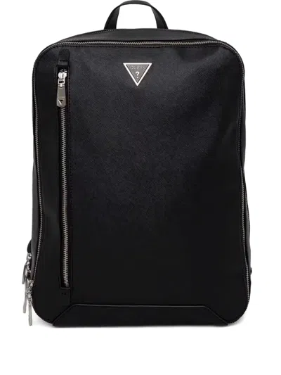 Guess Usa Zipped-panel Backpack In Black