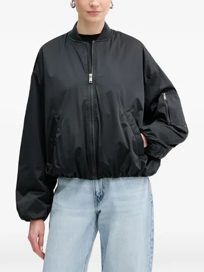 Guess Usa Zip-up Bomber Jacket In Black