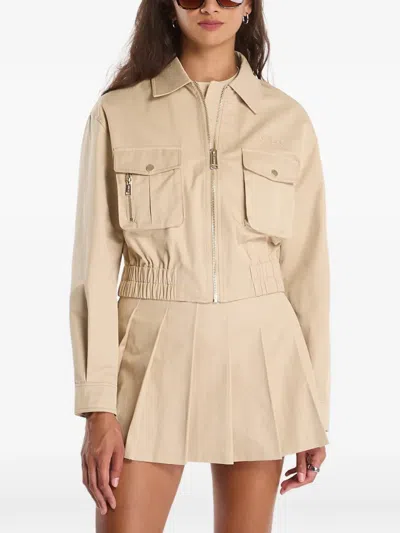 Guess Usa Zip-up Cargo Jacket In Neutral