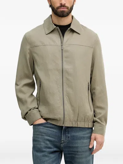 Guess Usa Zip-up Collared Jacket In Green