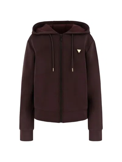 Guess Usa Zip-up Hoodie In Brown
