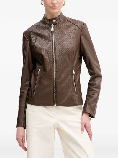Guess Usa Zip-up Jacket In Brown