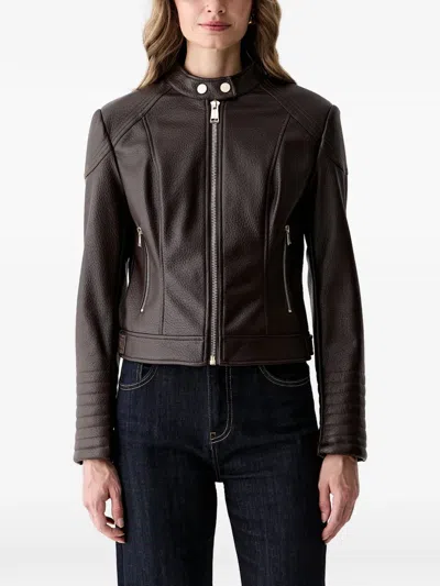 Guess Usa Zip-up Panelled Jacket In Brown