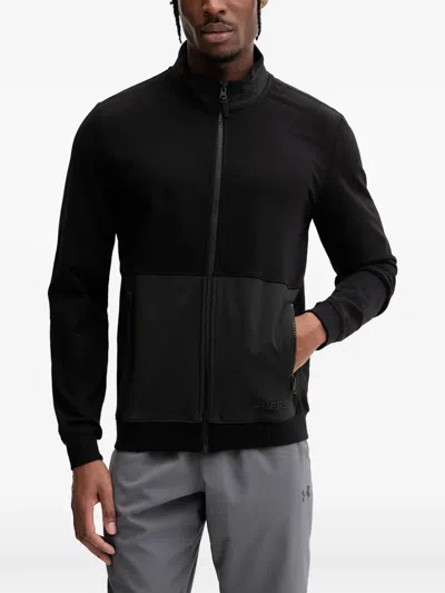 Guess Usa Zip-up Panelled Track Jacket In Black