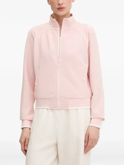 Guess Usa Zip-up Textured Jacket In Pink