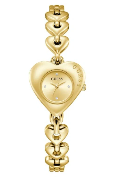 Guess Valerie Heart Bracelet Watch, 28mm In Gold