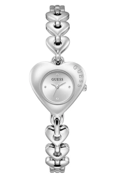 Guess Valerie Heart Bracelet Watch, 28mm In Silver