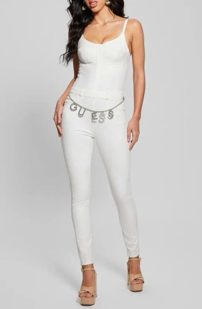 Guess Vanna Sleeveless Denim Jumpsuit In White