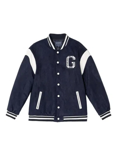 Guess Kids' Varsity-style Bomber Jacket In Blue