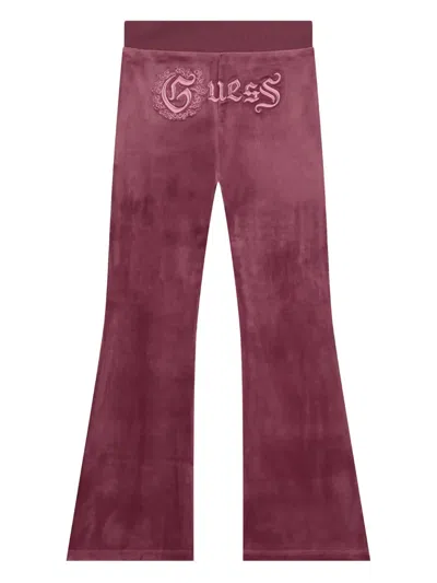Guess Kids' Velvet Track Pants In Red