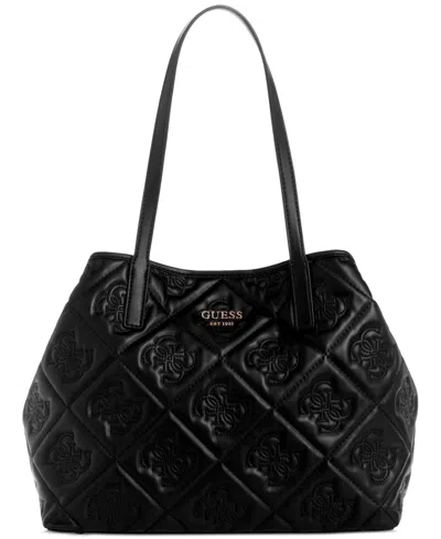 Guess Vikky Ii Tote With Removable Pouch In Black Logo