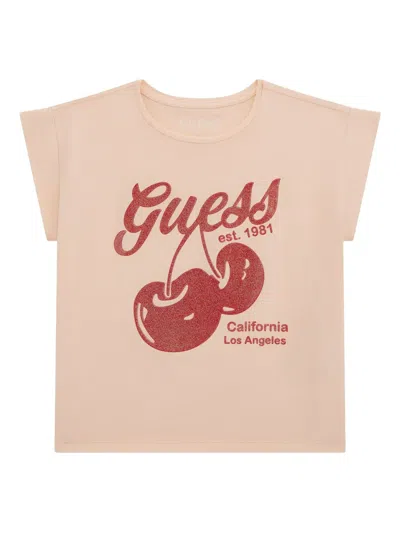Guess Kids' Vintage Cherry-print T-shirt In Neutrals