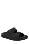 Guess Visel Double Strap Slide Sandal In Blk01 - Black Saffiano Texture