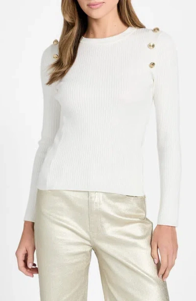 Guess Vonn Button Detail Rib Sweater In Brown