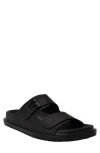 Guess Vugon Slide Sandal In Black Saffiano Texture
