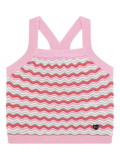 Guess Kids' Wave-pattern Top In 粉色