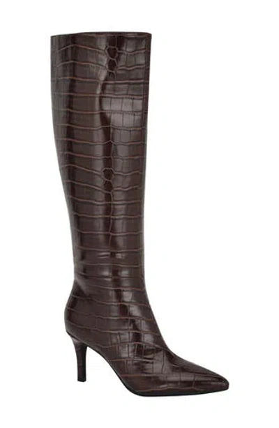 Guess Wayla Stiletto Knee High Boot In Brown