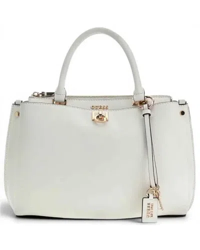 Guess White Girlfriend Satchel Woman White In Synthetic Material With Front Logo