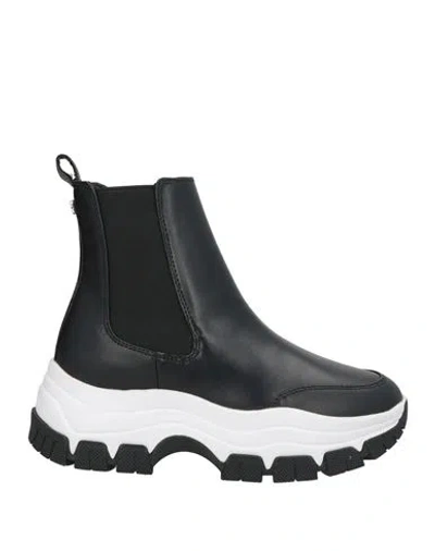 Guess Woman Ankle Boots Black Size 5 Synthetic Fibers, Textile Fibers