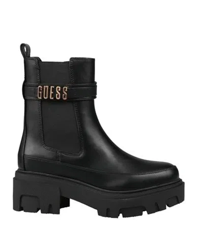 Guess Woman Ankle Boots Black Size 7 Textile Fibers