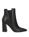 Guess Woman Ankle Boots Black Size 8 Leather In Black
