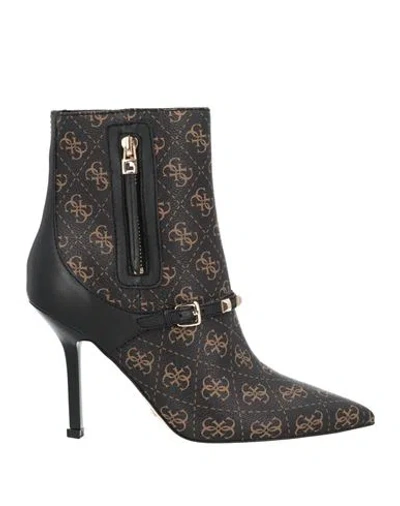 Guess Woman Ankle Boots Dark Brown Size 8 Textile Fibers