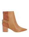 Guess Woman Ankle Boots Tan Size 9 Soft Leather In Brown