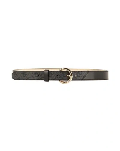 Guess Woman Belt Black Size M Polyurethane In Multi