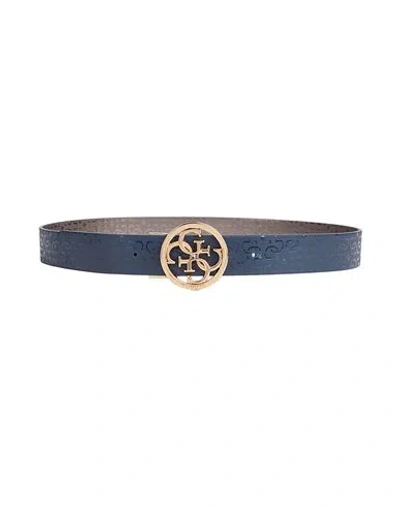 Guess Woman Belt Midnight Blue Size 36 Polyester