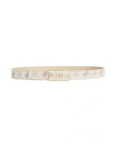 Guess Woman Belt Off White Size 36 Polyester