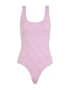 Guess Woman Bodysuit Pink Size L Cotton, Elastane In Pink