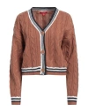 Guess Woman Cardigan Brown Size L Acetate In Brown