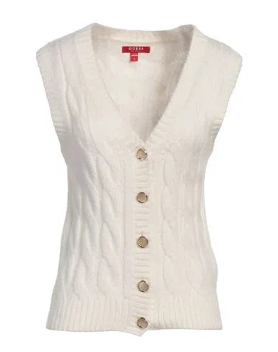 Guess Woman Cardigan White Size M Acrylic, Polyester