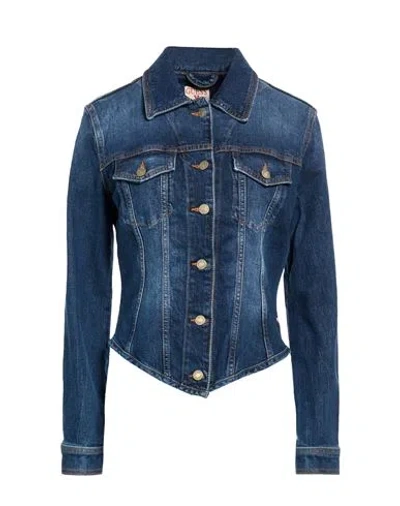 Guess Woman Denim Outerwear Blue Size L Cotton, Lyocell, Elastane