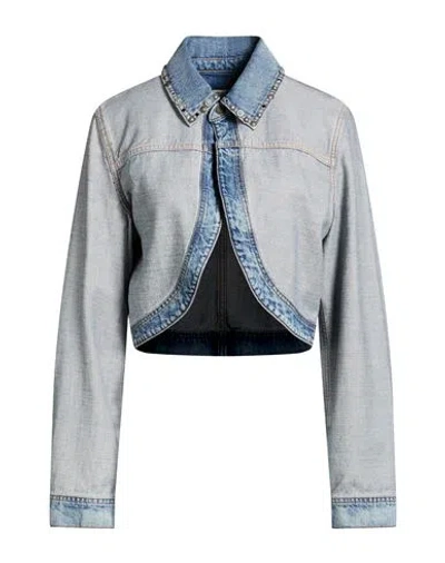 Guess Woman Denim Outerwear Blue Size M Cotton