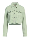 Guess Woman Denim Outerwear Light Green Size M Cotton, Elastomultiester, Elastane In Green