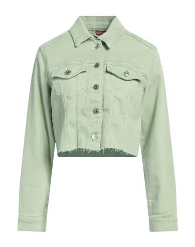 Guess Woman Denim Outerwear Light Green Size M Cotton, Elastomultiester, Elastane
