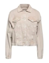 Guess Woman Denim Outerwear Light Grey Size L Cotton, Elastane